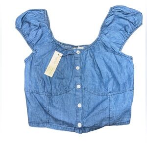 Denim Blue Button-Up Top